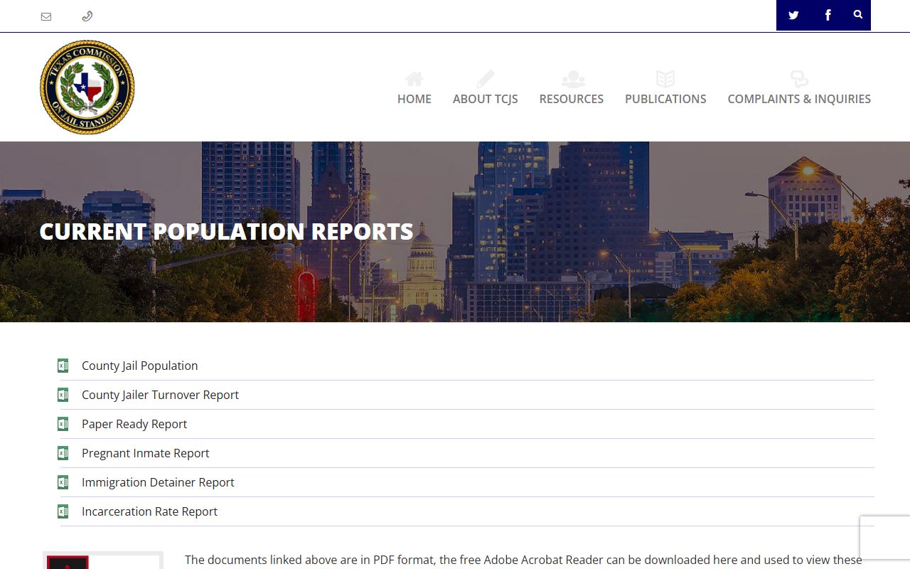 Texas TCJS population reports for Delta County inmate population data